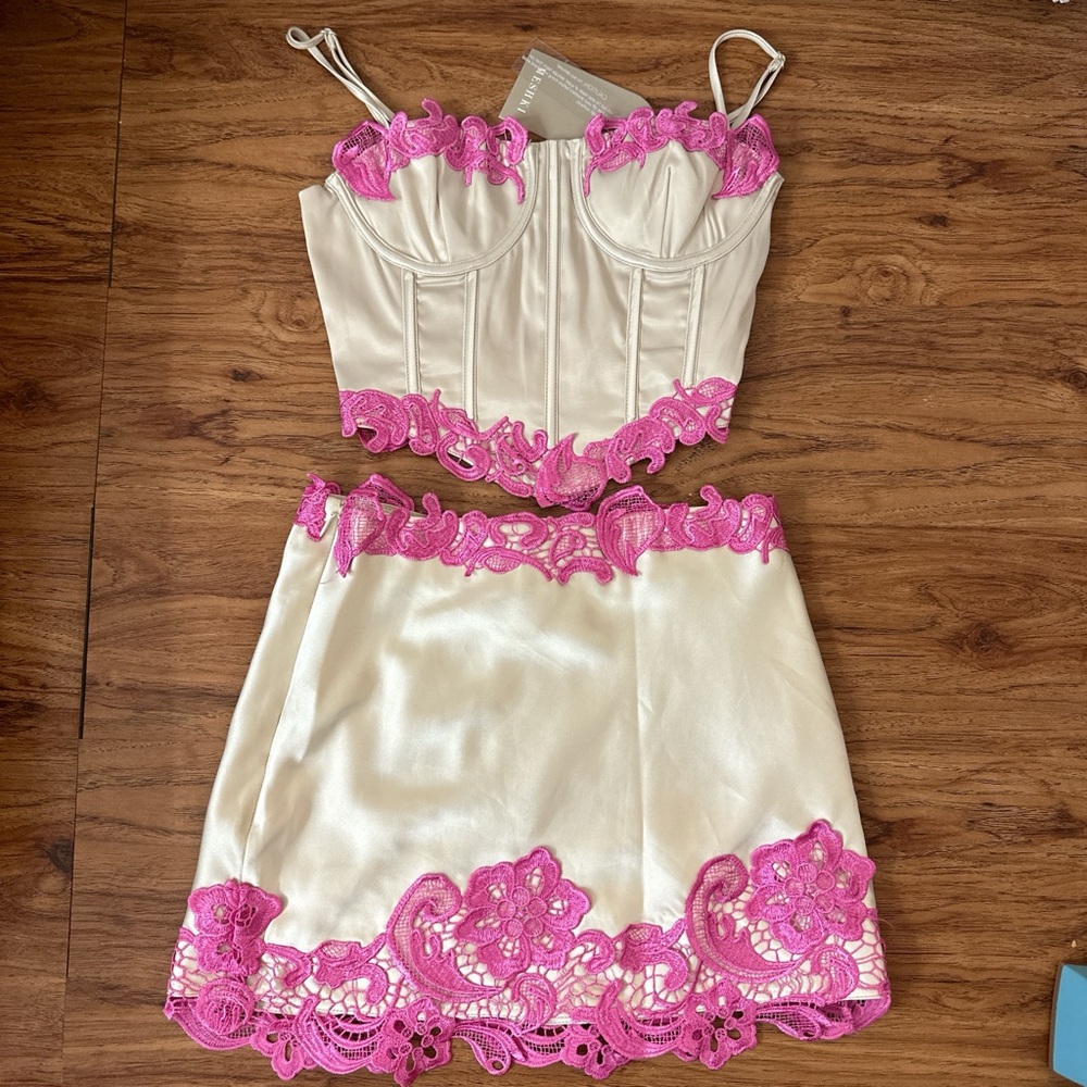 Cute lace silk meshki set